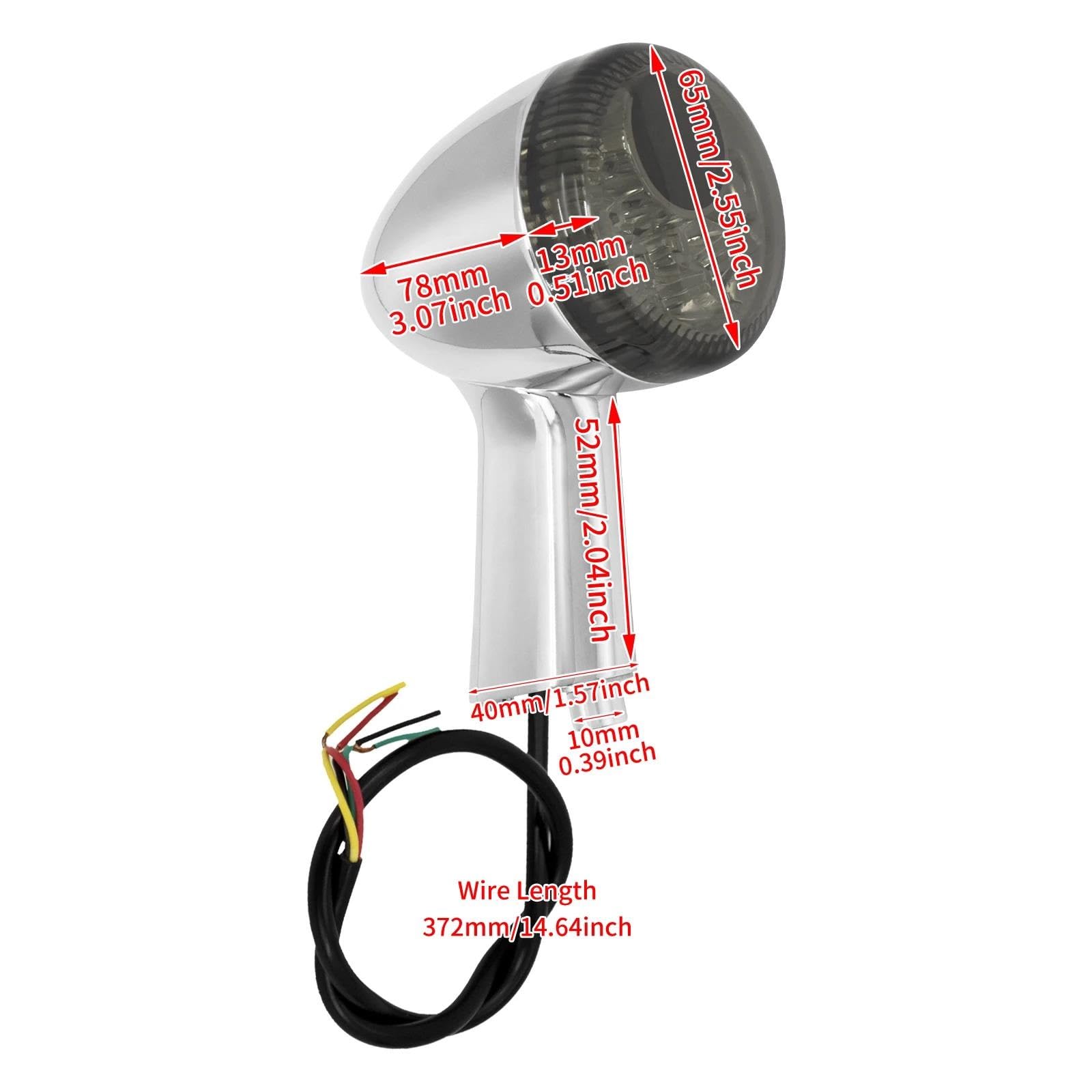 Intermitentes para Harley para Sportster 883 Iron XL1200 48 para Roadster Super Low 1992-2022 Intermitentes Traseros para Motocicleta Luces De Freno LED Lámpara señal(Cromo)
