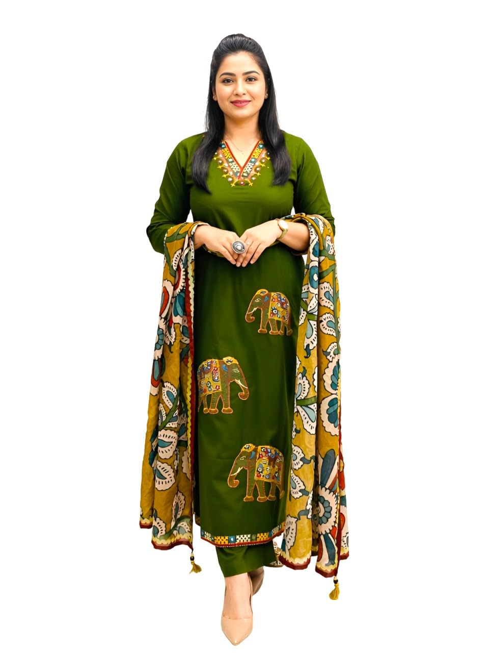 Women's Cotton Embroidery Applique Kurta Set with Dupatta-picture-53