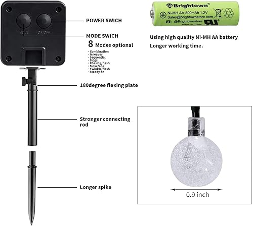 Miniatura 6 de Las luces solares para exteriores con 60 LEDs de 35.6 pies son luces cristalinas de globo con 8 modos de iluminación.
