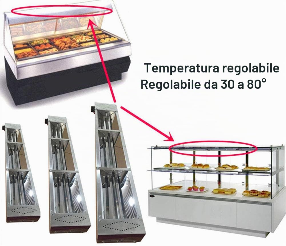 Lampada di Calore per Alimentare, Commerciale Lampada per Scaldavivande Lampada a Buffet Lampada Riscaldante per Alimenti per Cucina e Ristorante, 30-80℃ Regolabile