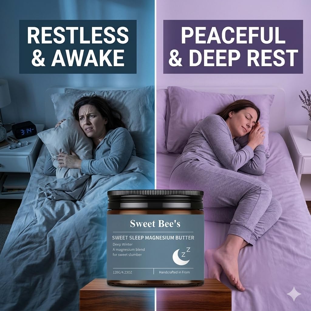Sweet Bee's Official Sleep Magnesium Butter,Soft Spring Magnesium Cream with Shea & Mango Butter, Arnica & Essential Oils, Nighttime Magnesium Lotion for Leg, Foot, Original Lavender 4oz