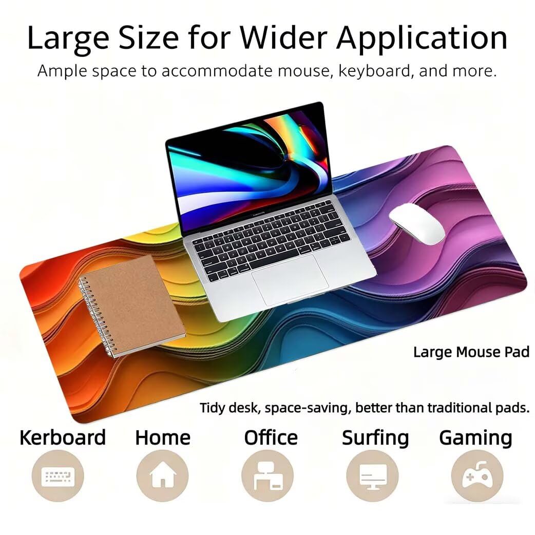 Lpfieonn Kirschblüten Großes Schreibtischunterlage, XXL Schreibtischunterlagen, Landschaft XXL Gaming Mousepad mit Vernähter Rand und Rutschfeste Gummibasis, für Hause/Büro 120x60cm PF-2759
