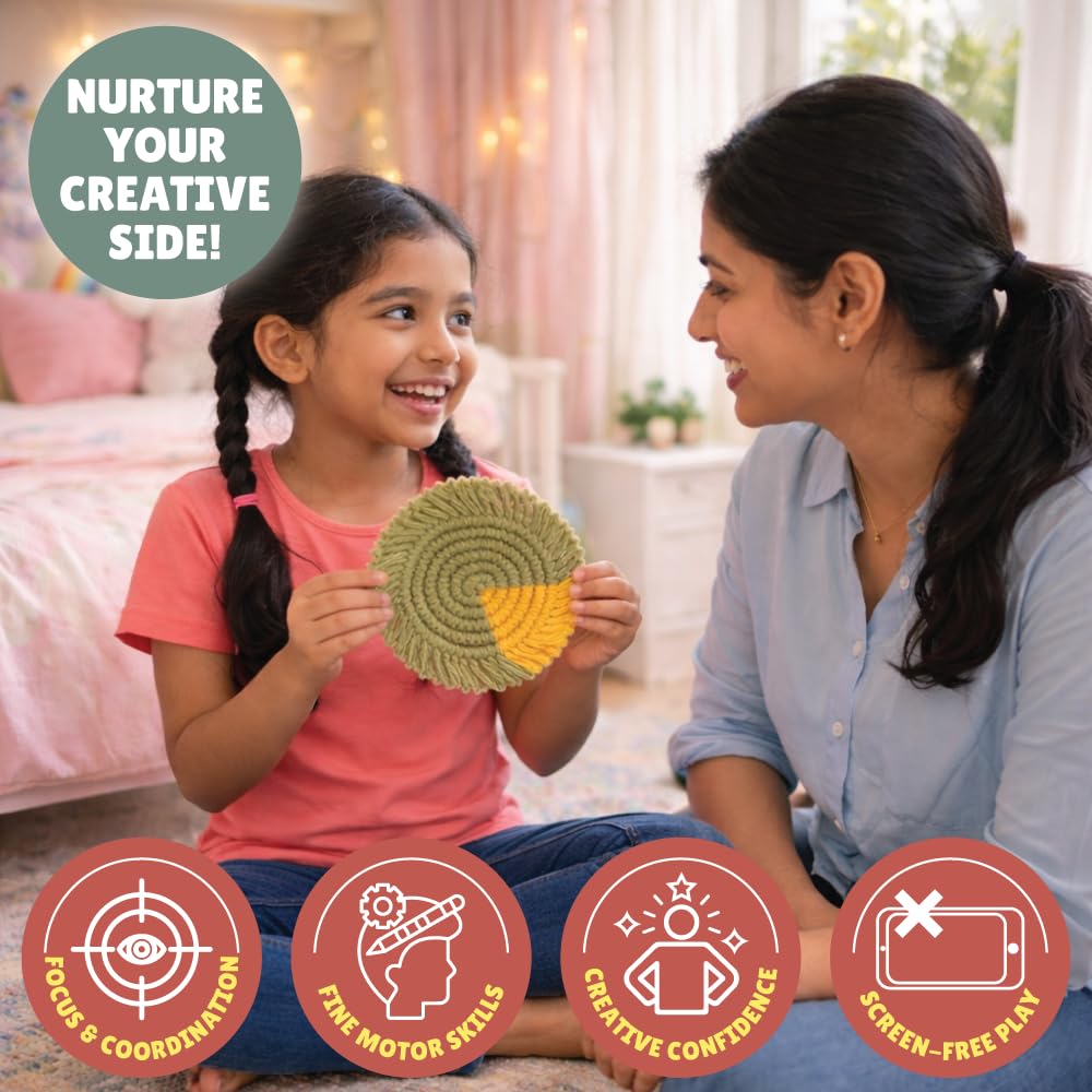 Kalakaram Macrame Kit for Beginners | DIY Art & Craft Kit for Kids, Teens & Adults | DIY Embroidery Activity Craft Set | Learn Knotting, Wall Hanging, Keychain & Handmade Décor | Birthday Gift for Girls, Boys, Kids Ages 10+ | Screen-Free Hobby Kit 2