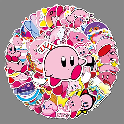 Kirby Aufkleber 50 Stück Cartoon Niedlich Game Kirby Stickers für Laptop Skateboard Gitarre Kühlschrank Scrapbook Gepäck Auto Motorrad,Wasserdicht Trendy Aesthetic Aufkleber für Jugendliche Kinder
