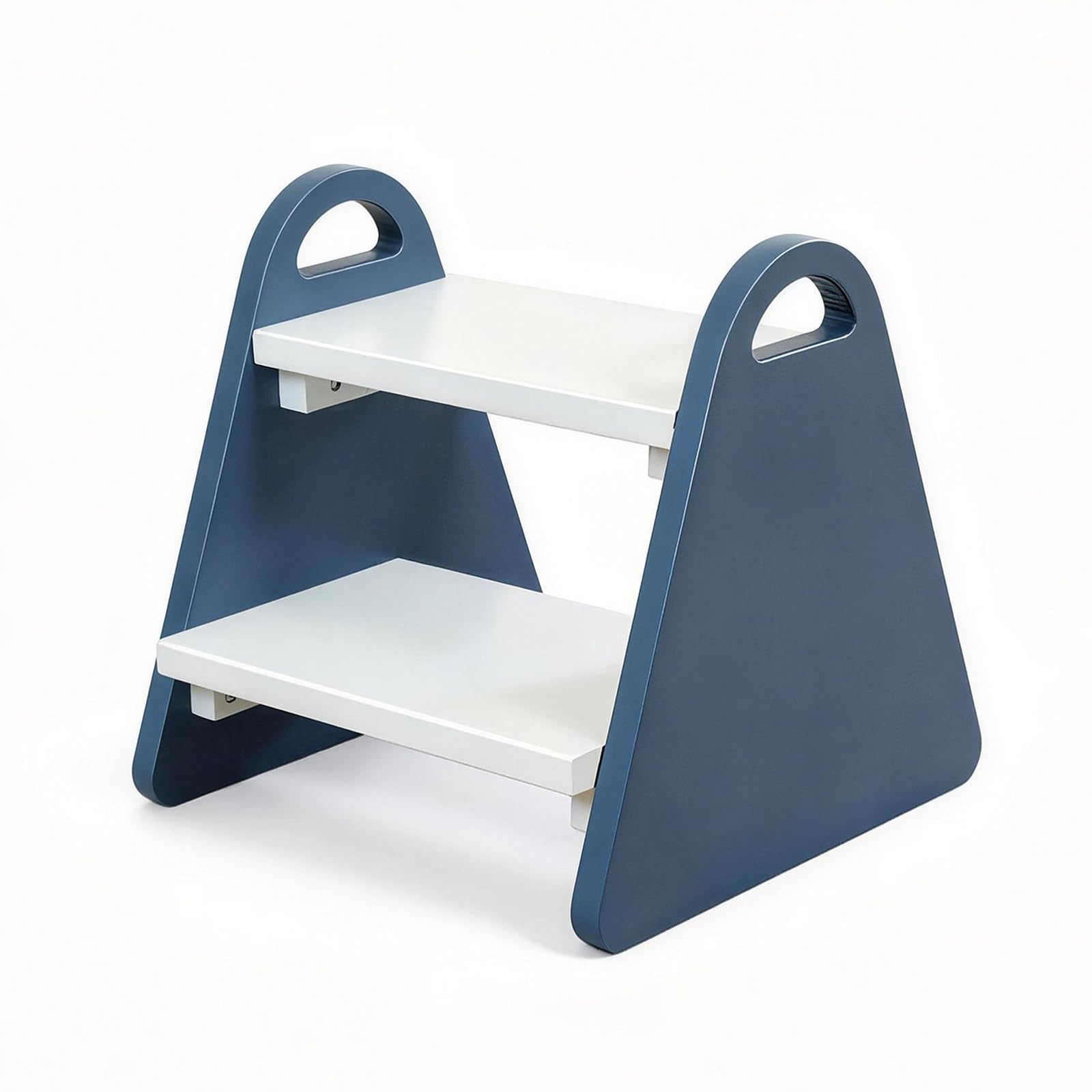 2-stufiger Tritthocker für Kinder aus Naturmaterial, Hocker & Trittstuhl Trittpult, Kindertreppe für Badezimmer Küche Schlafzimmer, Abgerundete Kanten rutschfest Kindgerecht(Blau)