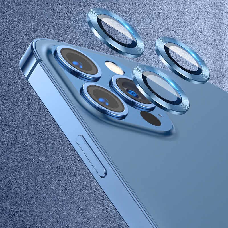 Zore Apple ile uyumlu iPhone 12 Pro Max CL-07 Kamera Lens Koruyucu Mavi