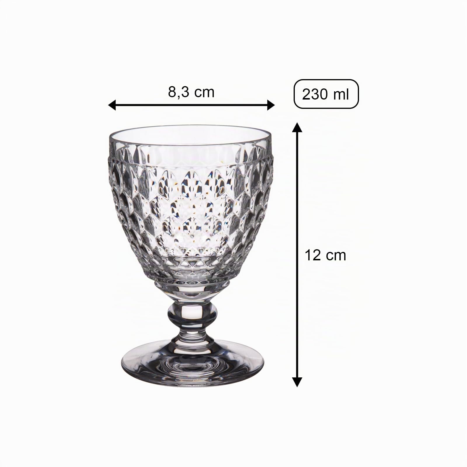 Villeroy & Boch Boston Coloured - Set di 4 calici da vino bianco, 230 ml, con motivo sfaccettato, in cristallo per vino bianco, lavabili in lavastoviglie, colore: rosso
