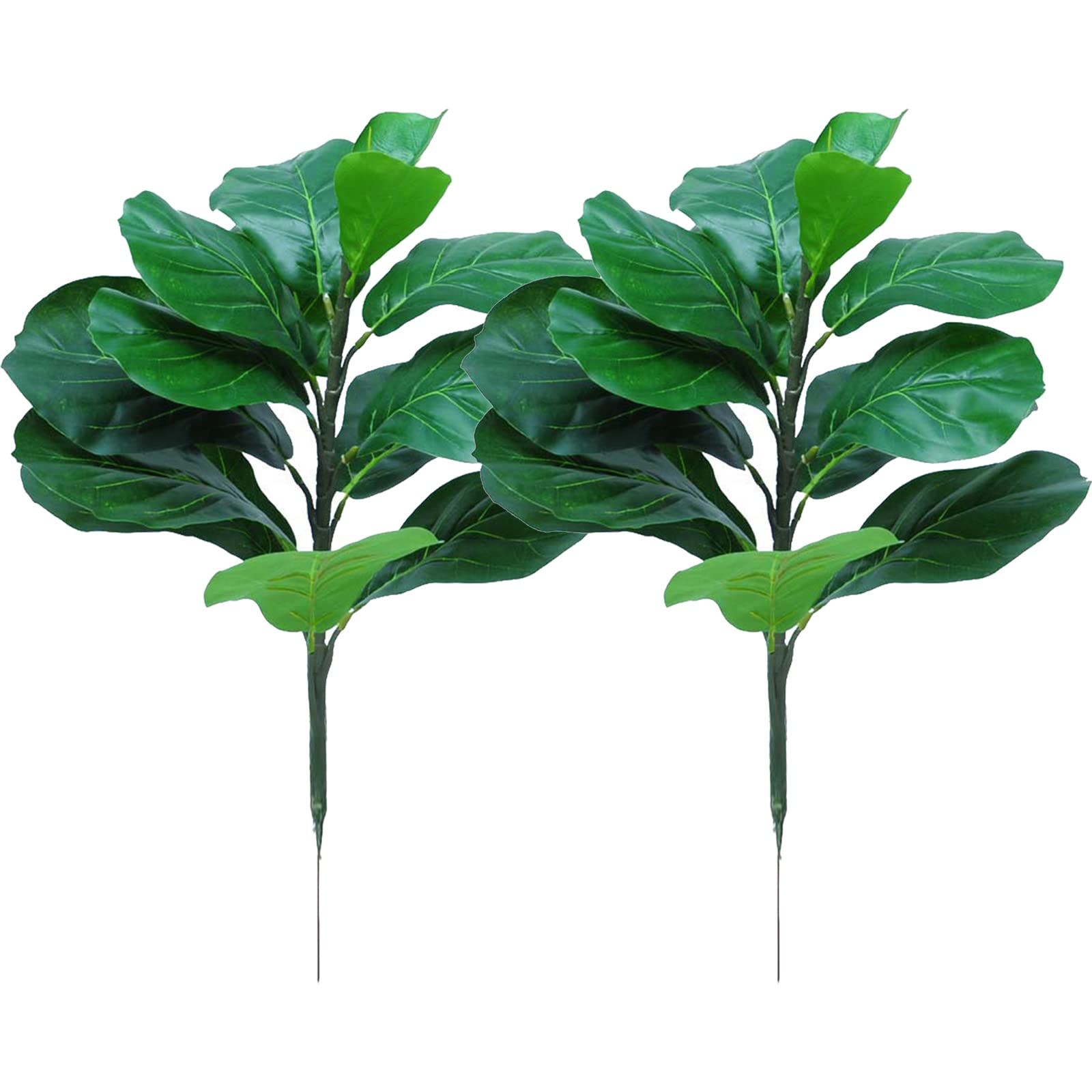 JYCRA 2 PCS 21 Inch Artificial Fiddle Leaf,14 Leaves Faux Fig Tree Twig Stem Fake Green Leaves Bouquet for Wedding Party Home Decor