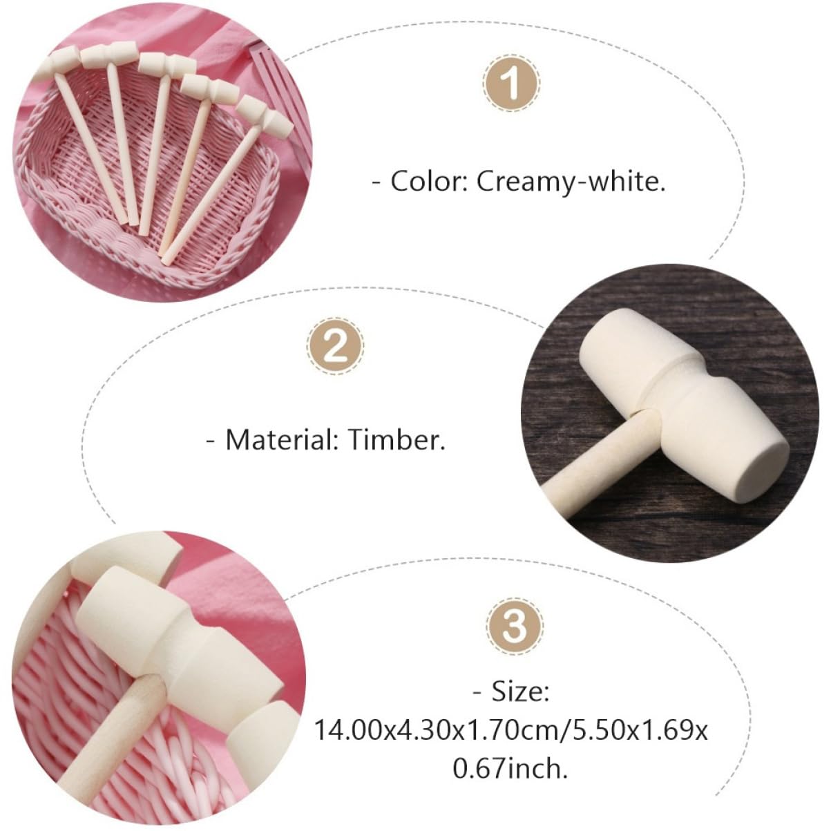 Kisangel 30Pcs Wooden Mallets Educational for Safe Hitting Hammer for Creative Play Fine Motor Skills Development for Boys