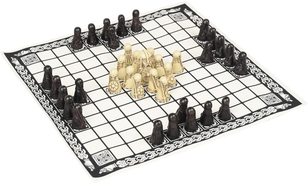 Hnefatafl Board Game - Viking Chess Set - The Masters Edition with Cloth Board and Detailed Resin Pieces - Two Player Strategy Board Game