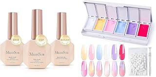 MelodySusie Top Coat Builder Gel Base Coat No Wipe Glossy Set Gradient Painting Gel, 6 Colors Spring Summer Ombre Gel Polish