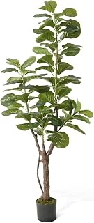 CAPHAUS Artificial Fiddle Leaf Fig Tree, 6/7 Feet in Pot with Dried Moss, for Indoor House Home Office Store, Potted Ficus Lyrata Faux Tree, Fake Plant Modern Decoration Gift for Housewarming