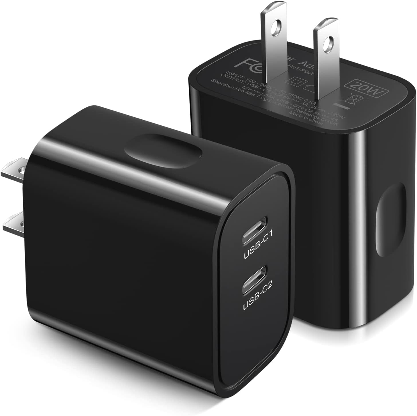 USB C Wall Charger, 2-Pack 20W 2-Port USB-C Fast Charger Block,Dual USB-C Port Power Adapter Type C Wall Charger for iPhone 16/16 Plus/16 Pro/16 Pro Max/iPhone 15 Pro Max/14 13 Pro Max,iPad,Samsung