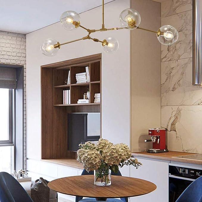 BUNCC Glas Tak Lichtpunt Hangende Verlichting, E27 Eenvoud Glas Engineering Tak Moleculaire Kroonluchter, Woonkamer Slaapkamer Indoor Kroonluchter Lamp, Creativiteit Verstelbaar Plafond Heldere Lampen photo 3