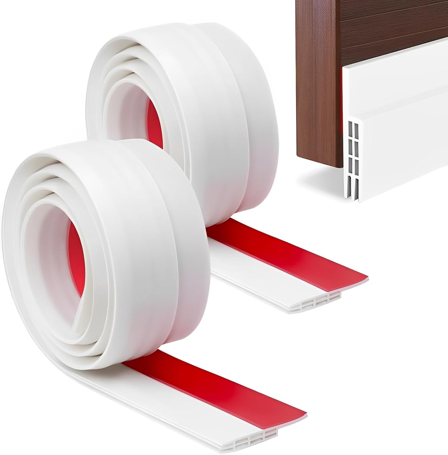 Door Draft Excluder Strip, Self Adhesive Draft Excluder Tape for Noise Proof and Energy Saving, Door Bottom Seal Strip to Prevent Bugs Coming, 78" Length x 2" Width(2M White)
