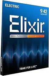 Encordoamento Para Guitarra .009 NANOWEB Super Light ELIXIR