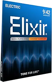 Encordoamento Para Guitarra .009 NANOWEB Super Light ELIXIR