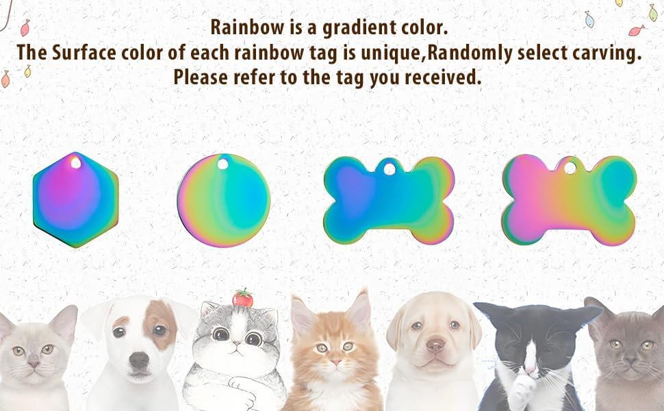 Miniatura 6 de Bonita placa de identificación de mascotas de acero inoxidable grabada en ambos lados, etiquetas personalizadas para gatos y perros para colgante de