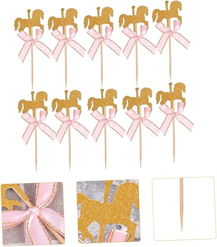 Miniatura 9 de 50 adornos para cupcakes de caballo con purpurina con cinta, decoraciones únicas para pasteles de caballos para fiestas de cumpleaños y