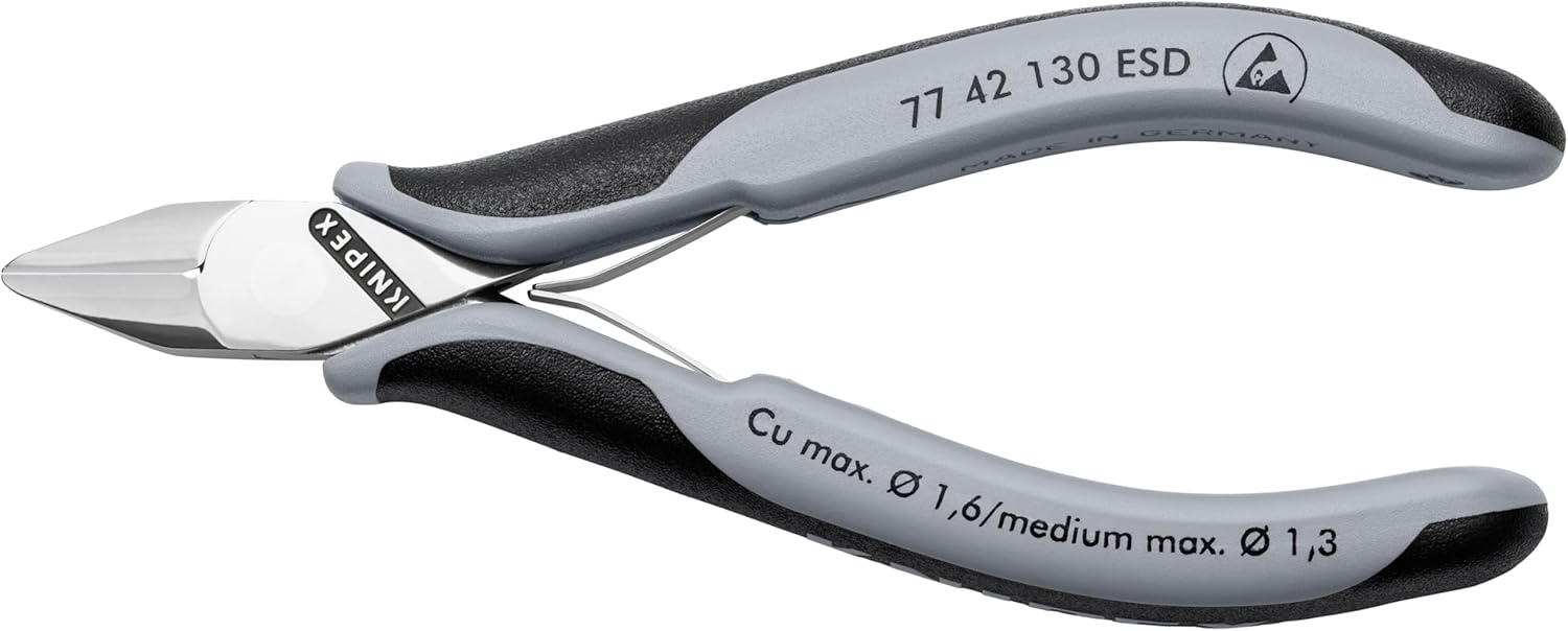KNIPEX Tools 77 42 130 ESD Electronics Diagonal Cutters, ESD Handles, 5-1/4"