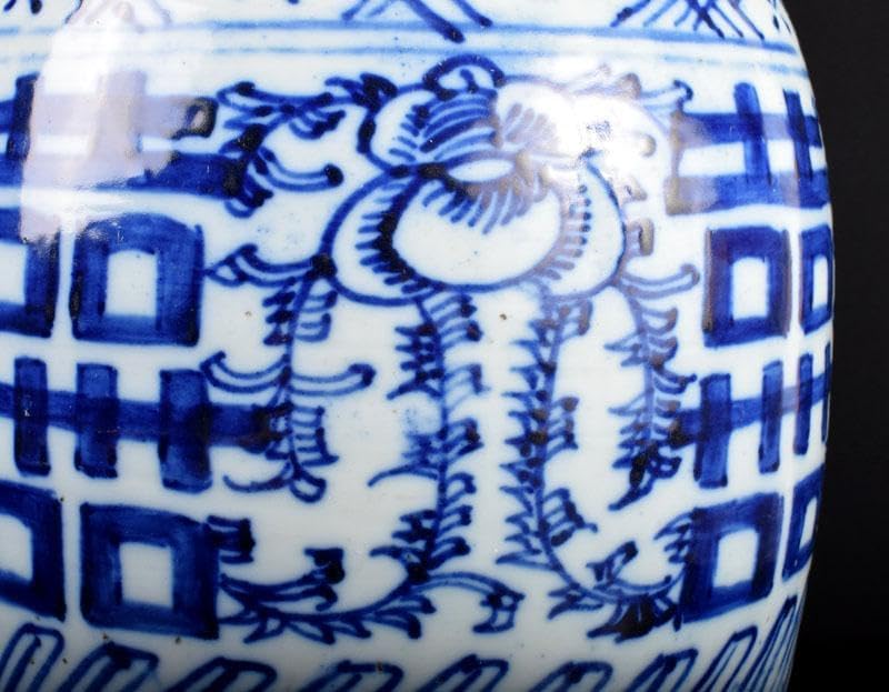 中国 青花 喜字文雙耳瓶 V 3907B 中国 青花 喜字文雙