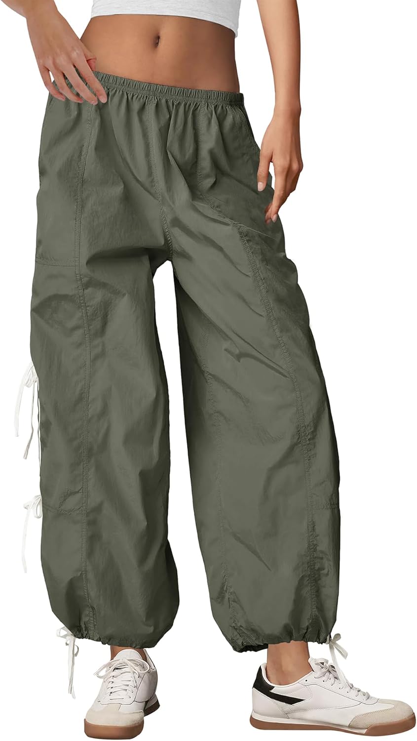 Panadila Women Parachute Pants Elastic Waist Baggy Track Pants Bow Knot Loose Trousers Casual Streetwear - Image 2