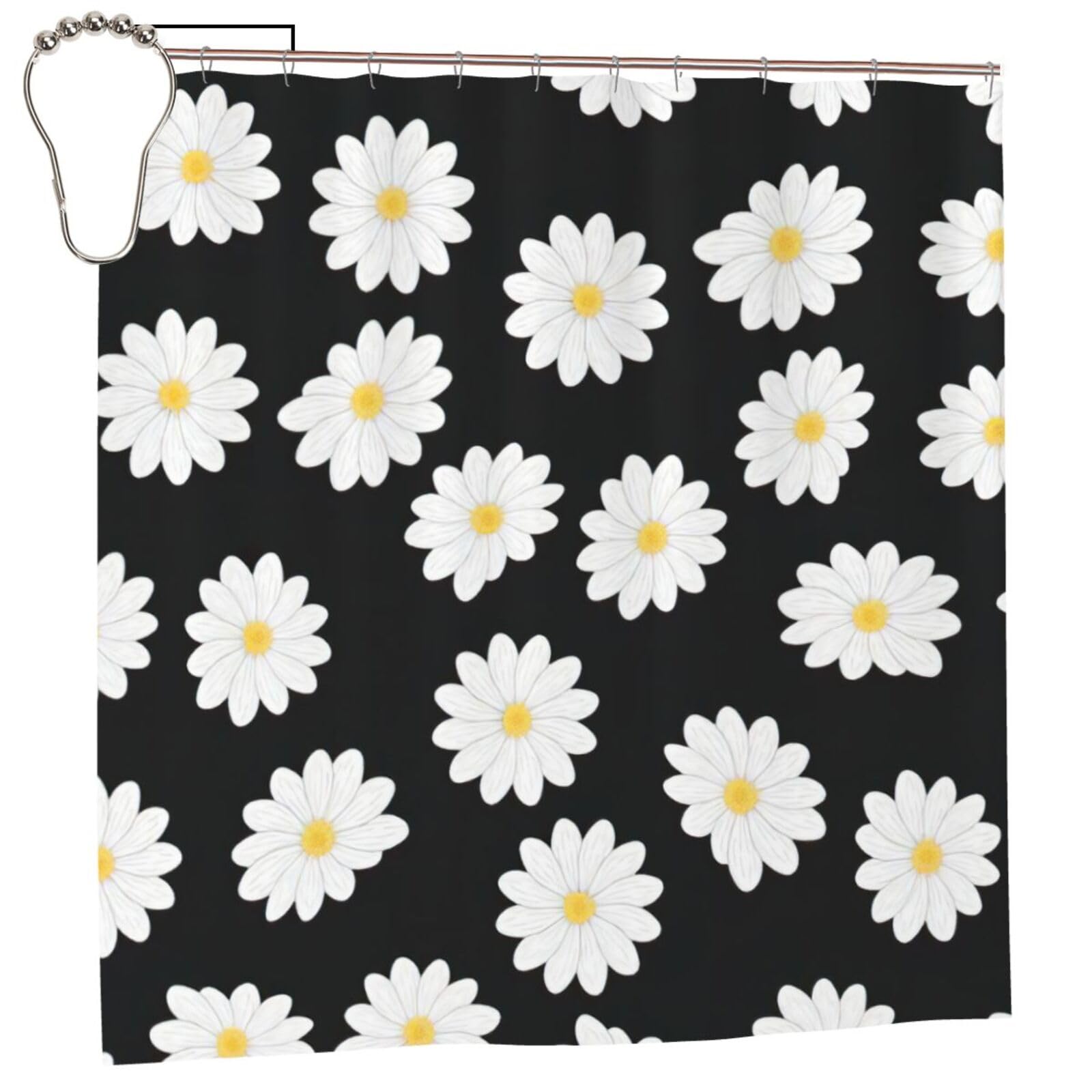 Rideau de douche 185 cm EdWal à motif floral pour une salle de bain lumineuse et sèche