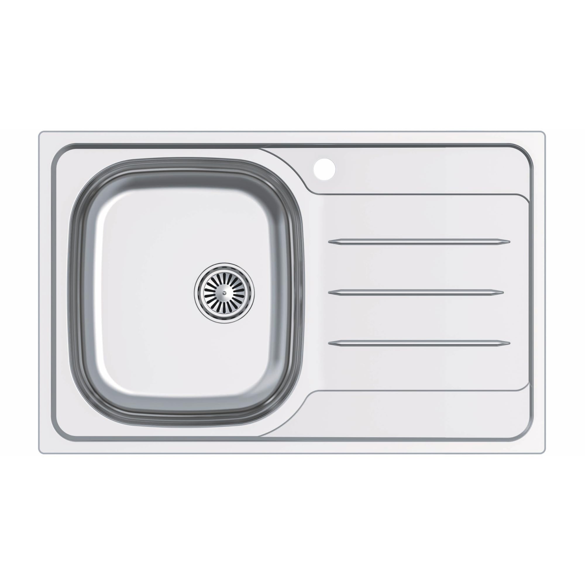 Cata CDL-1 ED Fregadero Sobre Encimera 79 x 50 cm, Cubeta Cuadrada con Escurridor, Válvula Canasta 3 1/2”, Mueble Mínimo 45 cm, Acero Inoxidable