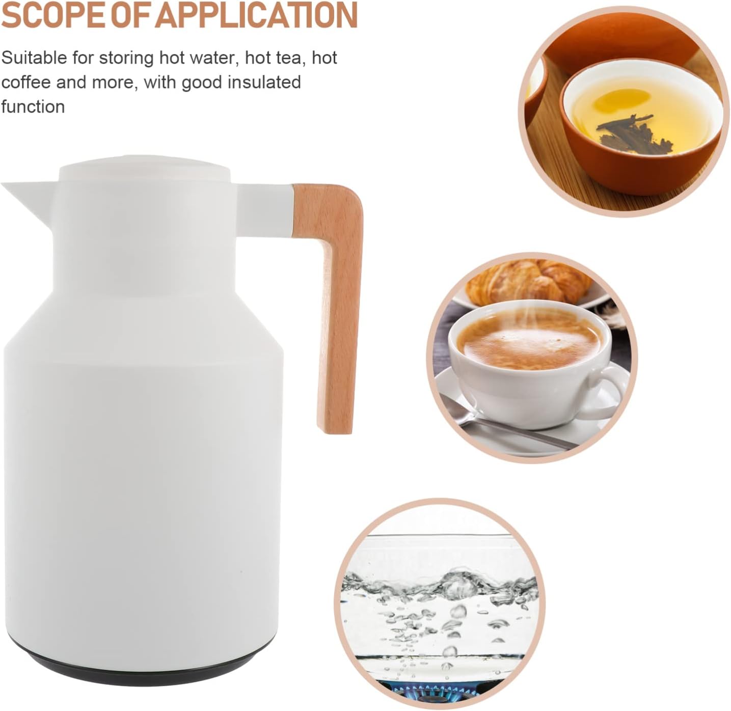 Luxshiny 1pc Premium Insulated Thermal Kettle Glass Liner Vacuum Design for Hot Water Tea for Home Office Camping and Outdoor Use