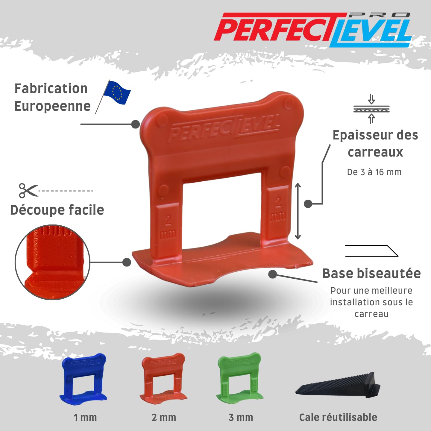 3000 Clips (Bases) 2 Mm Perfectlevel Pro Croisillon Autonivelant Professionnel