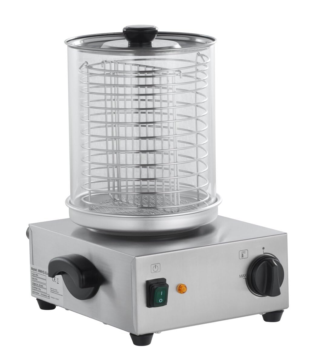 GastroHero Wurstwärmer Edelstahl Glaszylinder Ø200 mm Hot Dog Maker mit Temperaturregler 300 W Würstchenwärmer Gastro