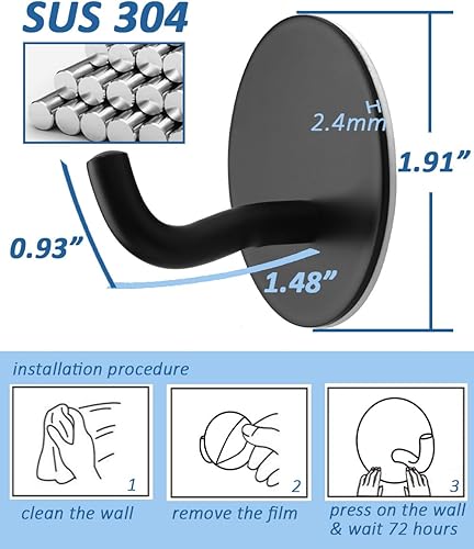 Miniatura 3 de Ganchos autoadhesivos resistentes para toallas de baño, gancho de pared adhesivo impermeable para colgar ropa, bata de cocina, gancho de puerta sin