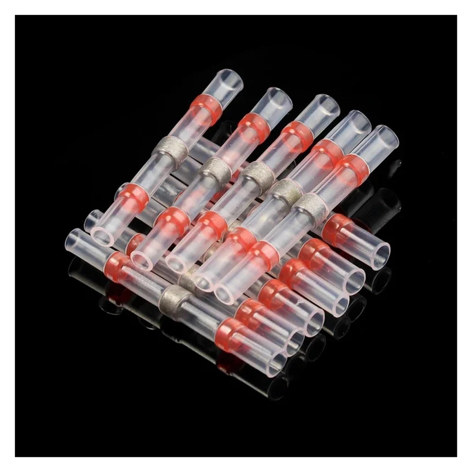 Terminales de Empalme de Manguito de Soldadura a Prueba de Agua, 100/500/1000 Unidades, Conectores termorretráctiles de Cobre for Cables eléctricos, AWG22-18, Color Rojo(1000PCS)