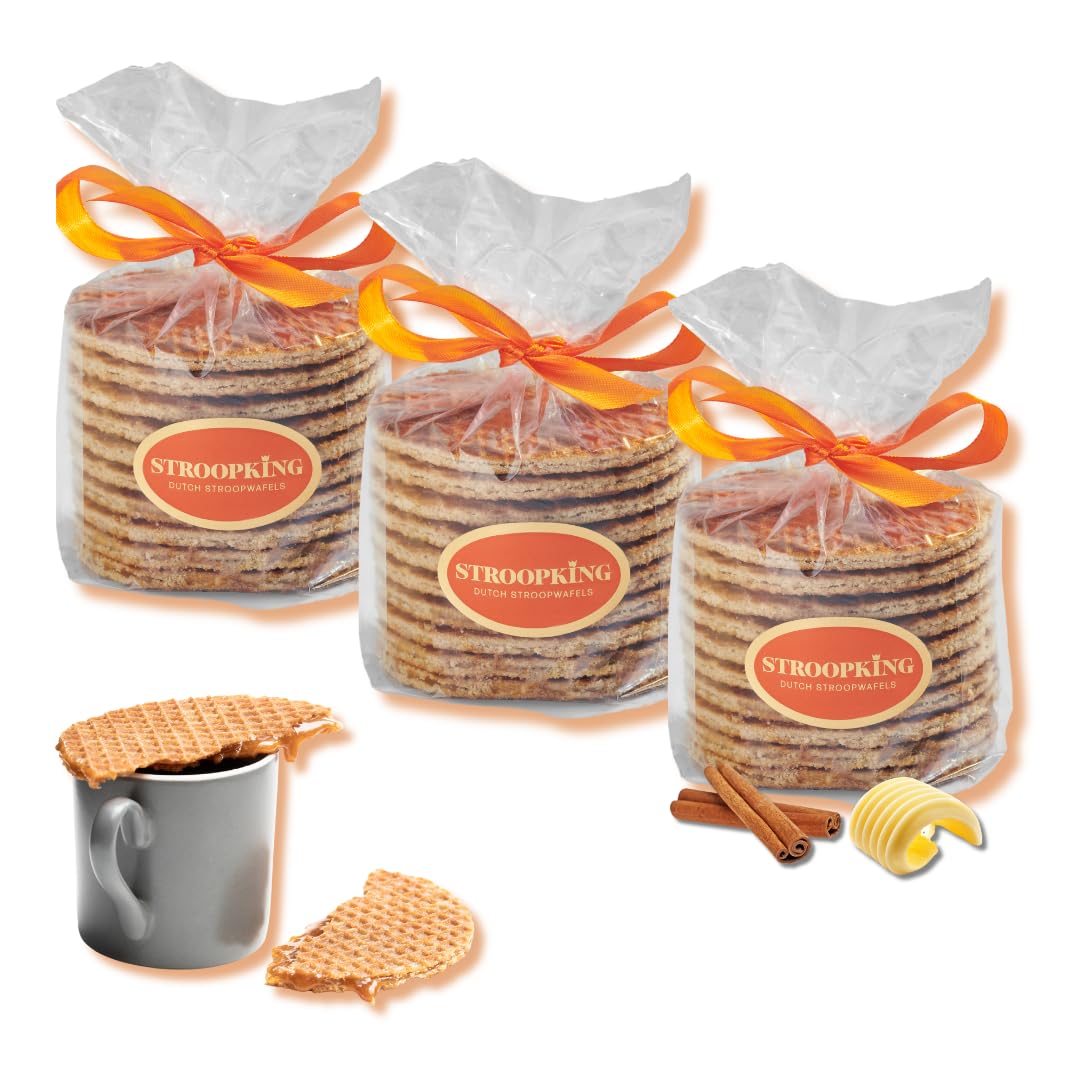 30 Freshly Baked Stroopwafels - Authentic Dutch Caramel Waffles with Real Butter and Smooth Caramel, Made in the Netherlands.