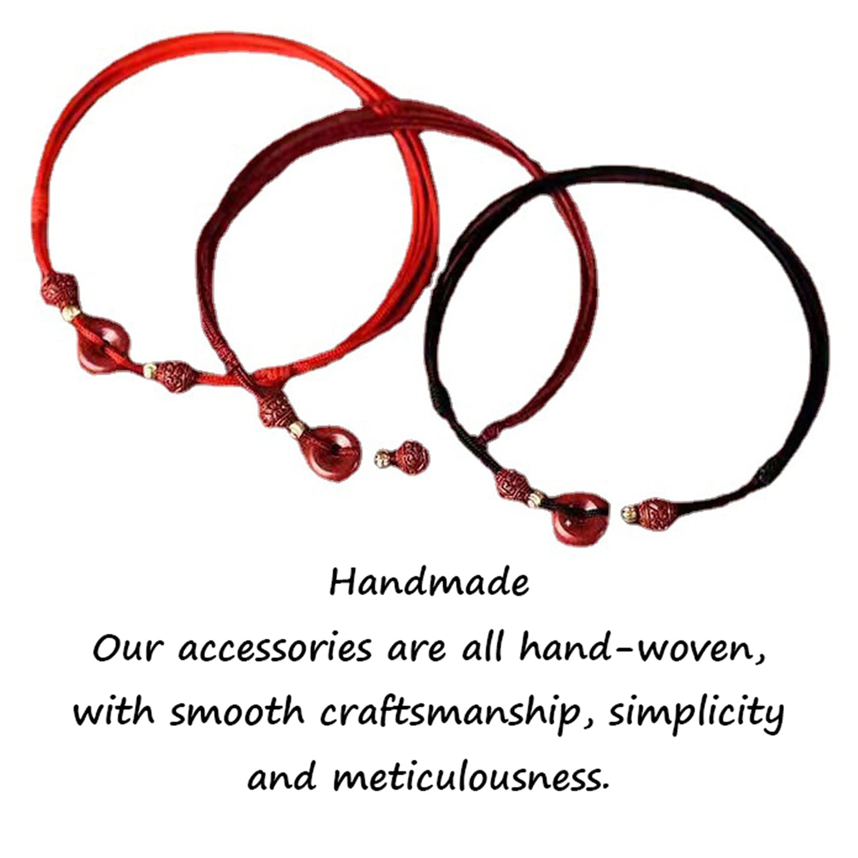 Pulsera de Cristal, Tobillera con Dije de Hierba Cuatro Hojas Hebilla armonía cinabrio Natural Cuerda Hilo Rojo Trenzado