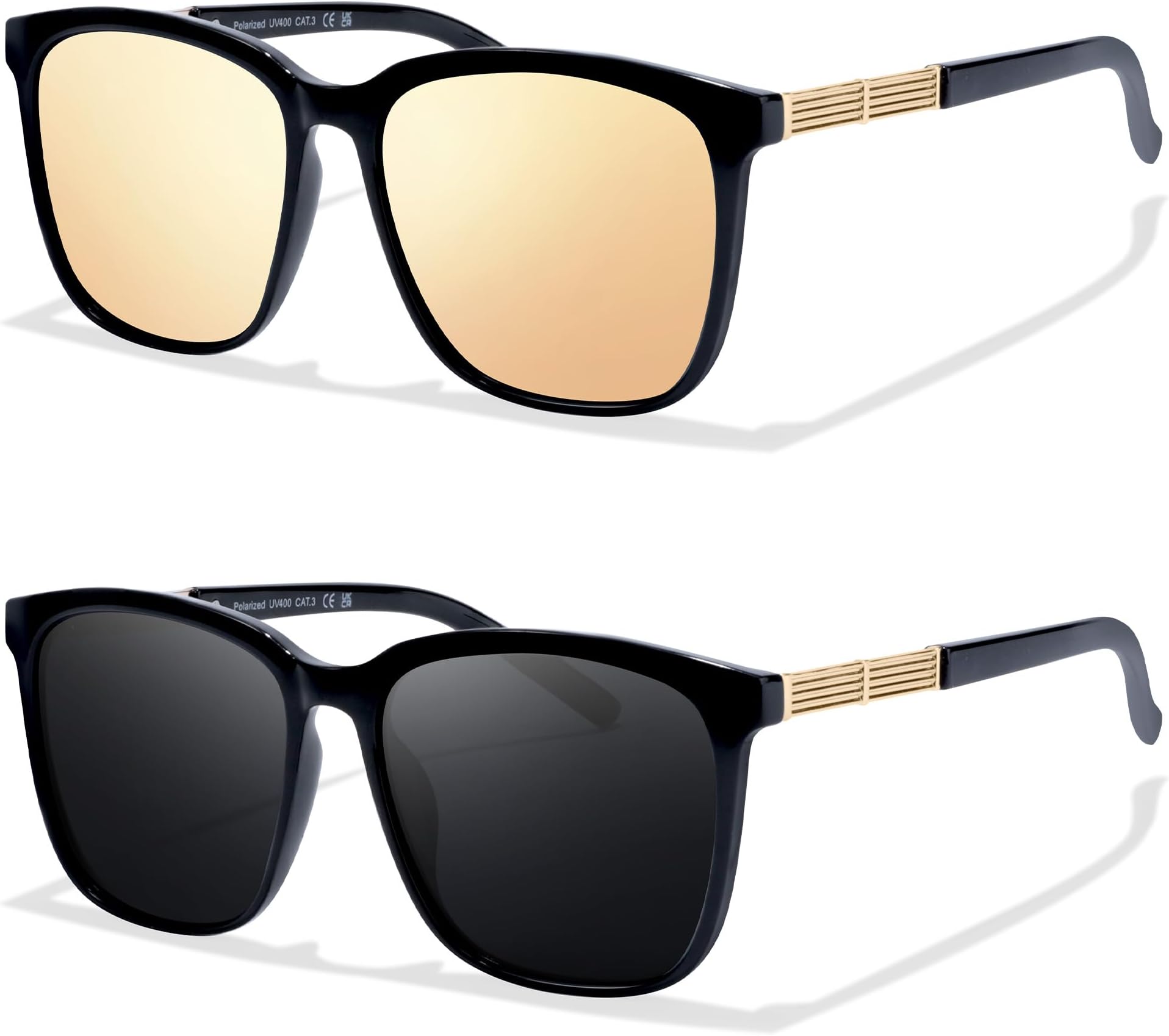 FIMILU2 Packs Sunglasses for Women Polarized UV400 Protection Lens Big Frame Fashion Glasses Trendy Stylish Shade