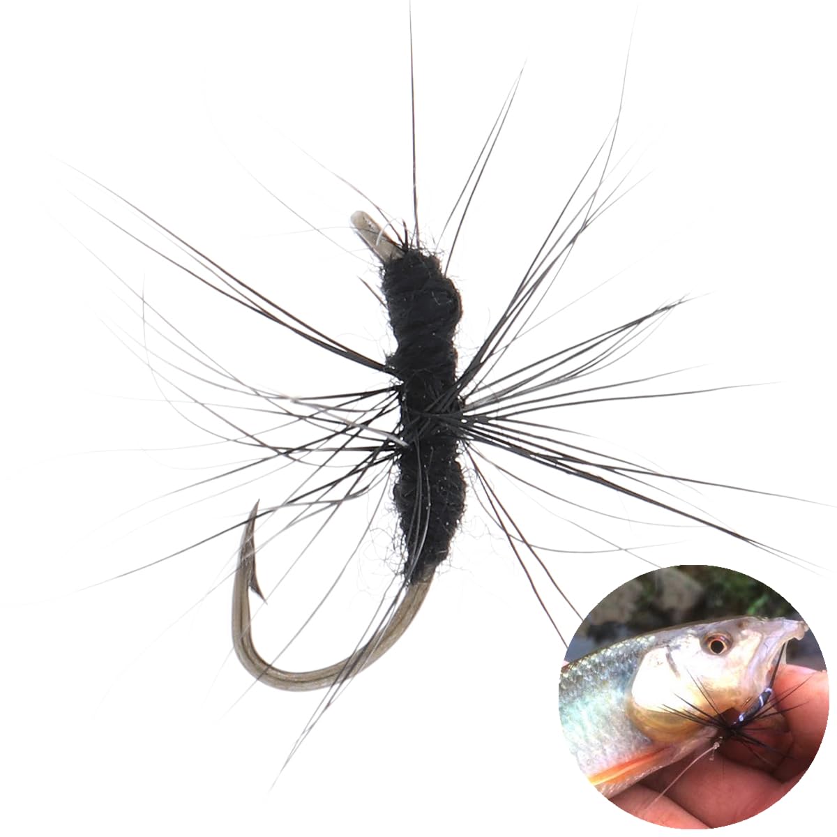 40 señuelos de pesca con mosca, señuelos de pesca con mosca, señuelos artificiales con gancho, señuelos de pesca con mosca hechos a mano, señuelos de simulación de lubina para trucha, lubina,