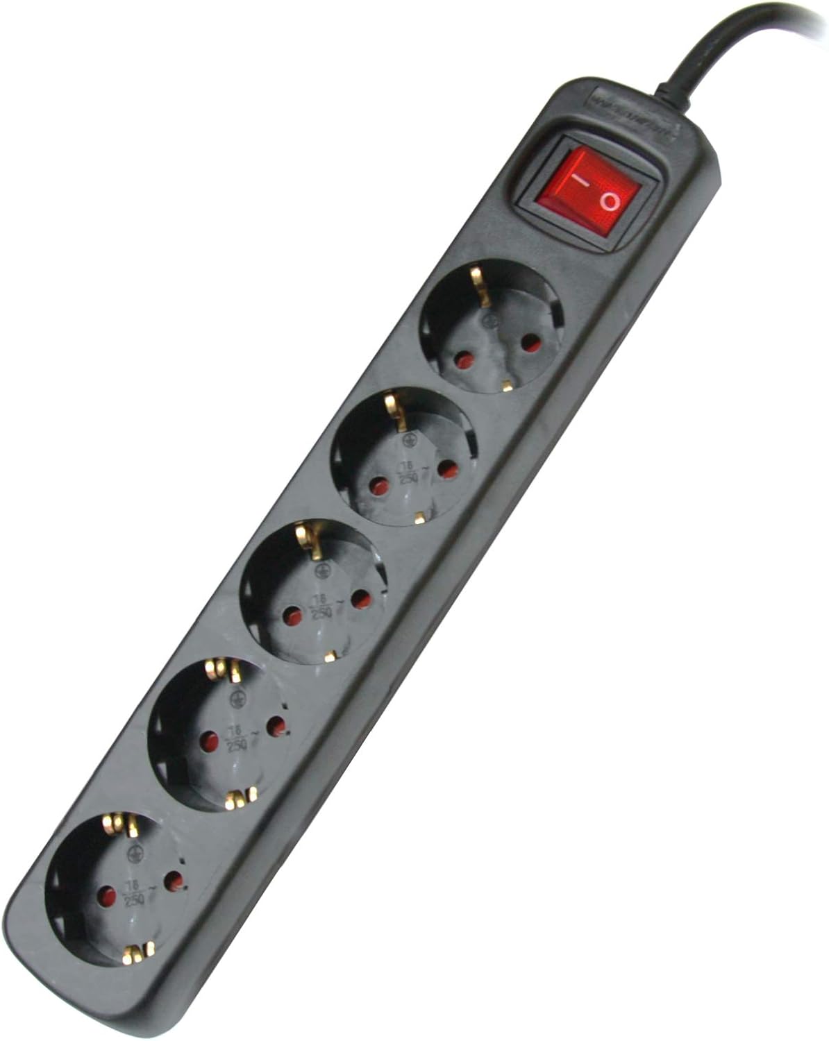 Silver Electronics 9645 Regleta Tomas con Interruptor, Negro, 5 Enchufes / 1,5 metros