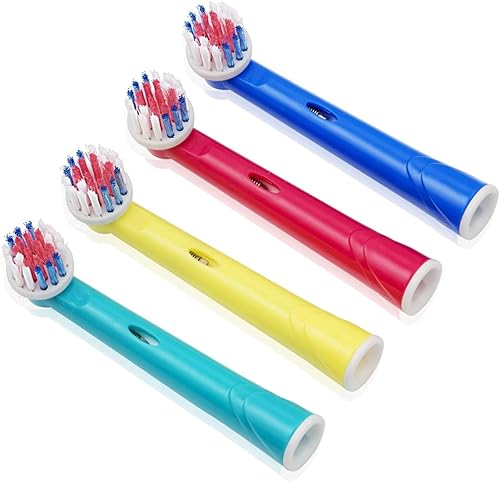 Miniatura 6 de Cabezales de cepillo para niños compatibles con cepillo de dientes Oral-B, colores rojo, azul, amarillo y verde azulado, niños a partir de 3 años,