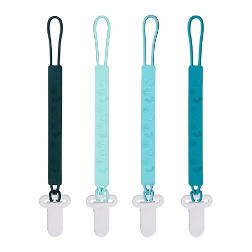 Miniatura 16 de Soporte de clip para chupete de silicona con diseño de una pieza para bebés, niños y niñas, paquete de 4 correas flexibles para paci, clips Binky,