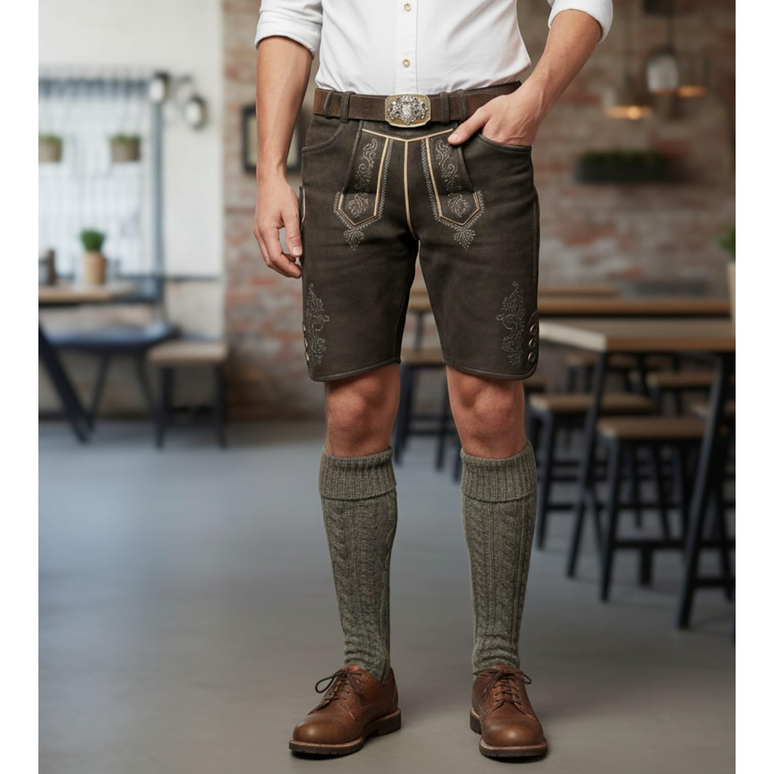 FRONHOFER Trachtengürtel Herren 100% echtes Leder 4 cm Breite zweifarbige Schnalle Bayern Wappen Druckknopf wechselbar Größen 90 95 100 105 110 115 120 125 Made in Germany