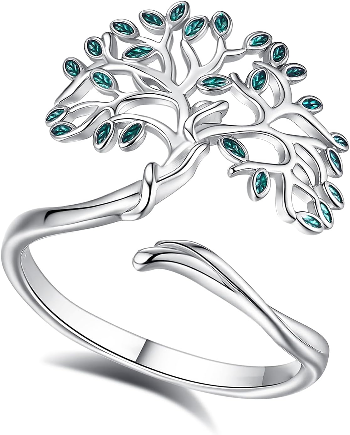 CELESTIA Tree of Life Ring for Women Men 925 Sterling Silver,Adjustable Nature Tree Open Band Rings Protection Amulet Stackable Jewelry Gift