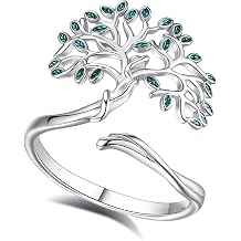 CELESTIA Tree of Life Ring for Women Men 925 Sterling Silver,Adjustable Nature Tree Open Band Rings Protection Amulet Stackable Jewelry Gift