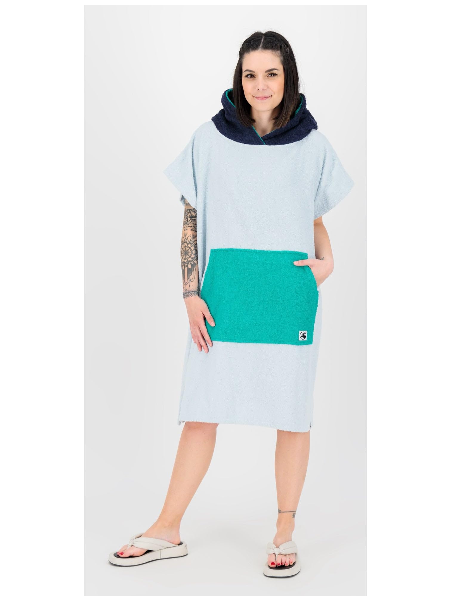 DEPROC-Active - Poncho da spiaggia per surf, 100% cotone, Azzurro, M alto