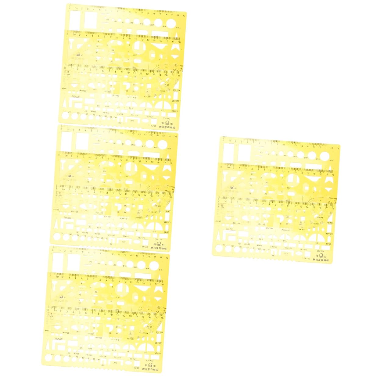 jojofuny 4 Ensembles Règle de Mesure Géométrique avec Modèles de Pochoirs Kit pour Dessin Outils de Dessin pour École et Bureau
