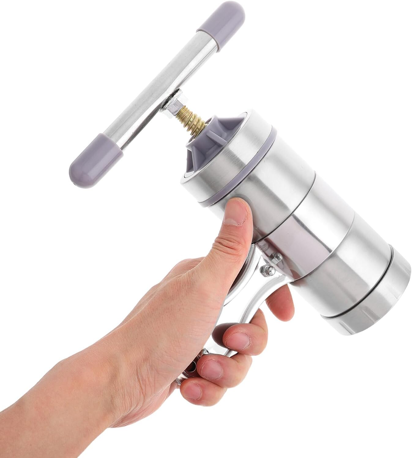 HEMOTON Manual Noodle Maker Stainless Steel 5-disc Pasta Press Hand Operated Homemade Pasta Machine Compact Kitchen Tool for Family Cooking
