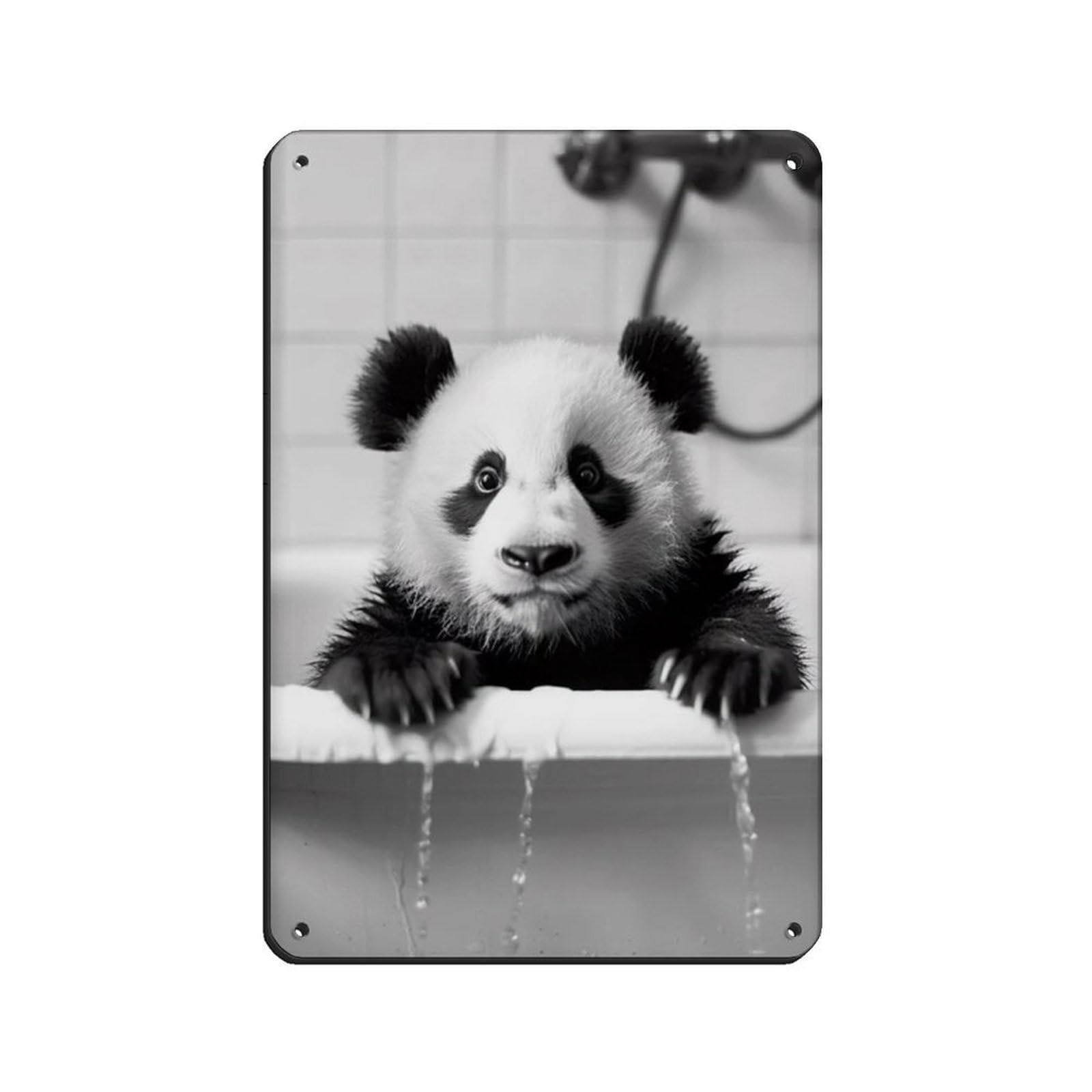Panda in The Bathtub, Funny Animal Poster (3) Tin Sign Vintage Metal Pub Club Cafe Bar Home Wall Art Decoration Poster Retro 8x12inch(20x30cm)