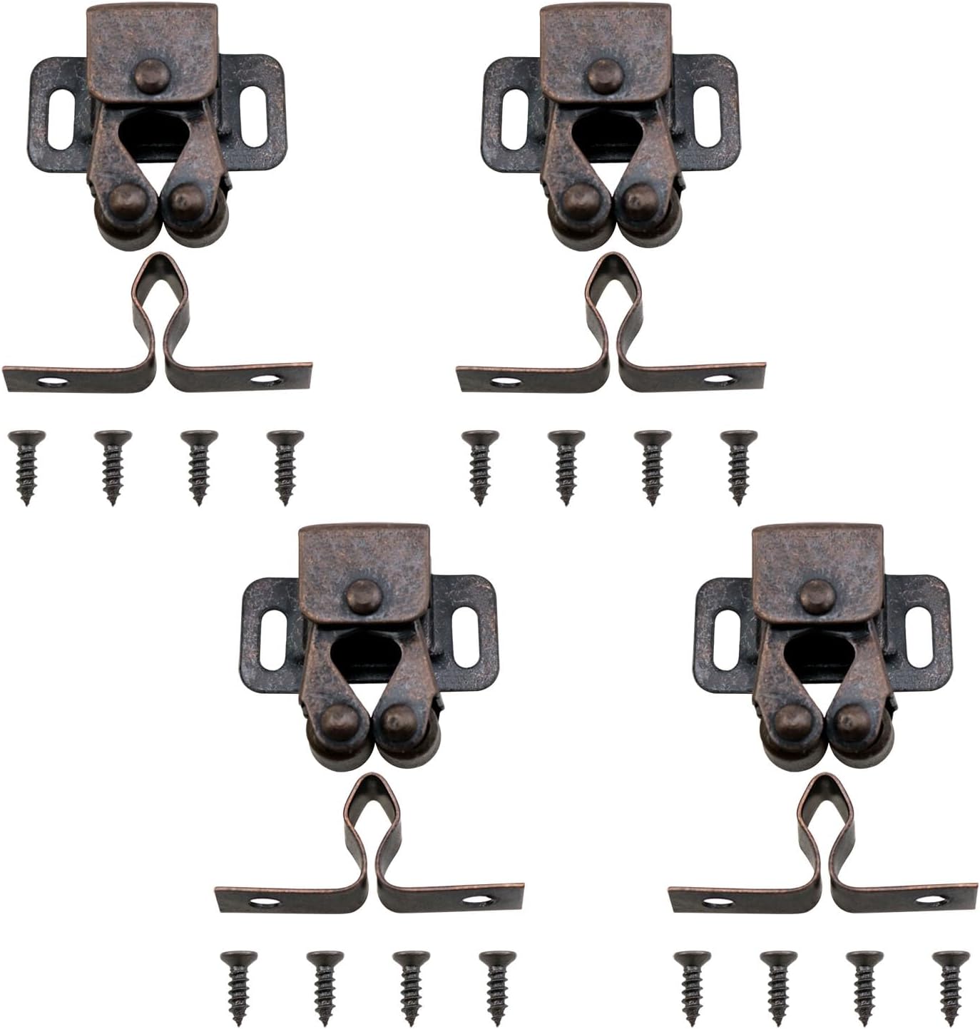 Double Roller Cabinet Door Lock with Screws Mailbox Roller Clip for Storage cabinets cabinets Closet Doors red Bronze 4SET (red Bronze)