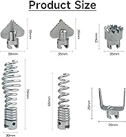 Vista 3 de 7Pcs Drain Cleaner Combination Cutter Head Set, 16mm Drain Dredging Combination Cutter Head for Ridgid k50 K400 Drain Snake Drain Cleaner