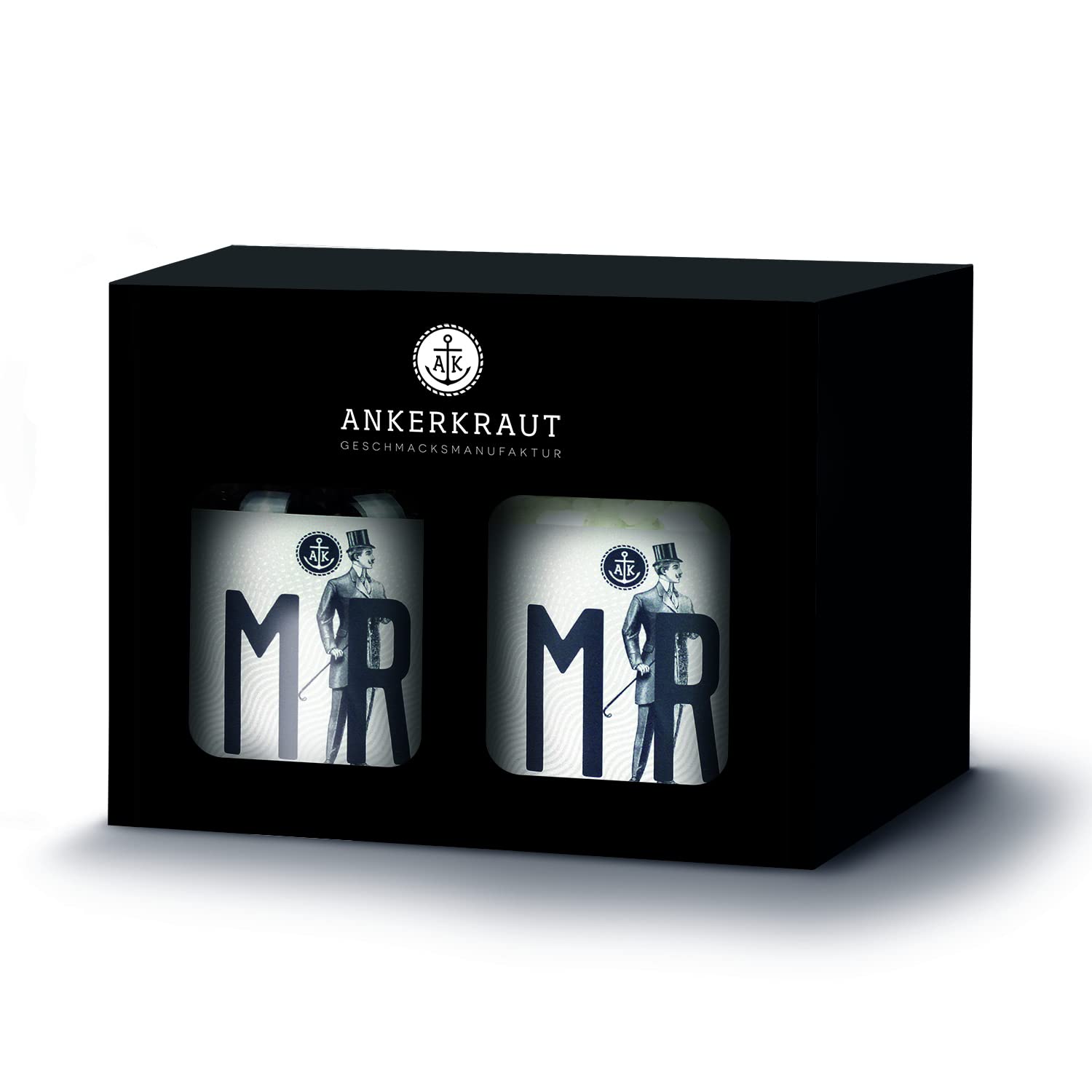 Ankerkraut Hochzeits-Box, Salz + Pfeffer als Geschenk, im Korkenglas (Mr. & Mr.)